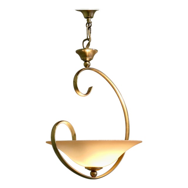 Modernist Asymmetrical Brass and Glass Ceiling Light, 1970 For Sale