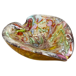 Multicolor Murano Glass Bowl Gold Flakes Shell Ashtray by Dino Martens, Italy, 1960s
