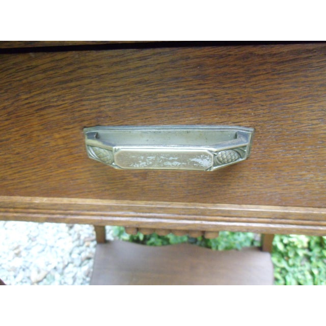 Antique France Art Nouveau Dressing Table in Oak, 1890s For Sale - Image 9 of 15