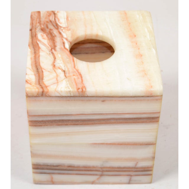 Mid-Century Modern Vintage Mid-Century Modern Onyx Gemstone Tissue Box Cover Paper Boutique Box For Sale - Image 3 of 12
