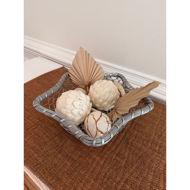 Vintage Coastal Woven Metal Catchall Basket / Sculptural Silver Basket For Sale - Image 4 of 5