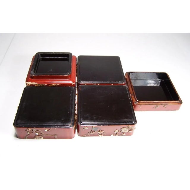 19c Edo Japanese Red Lacquer Bento or Stacking Box For Sale - Image 12 of 13