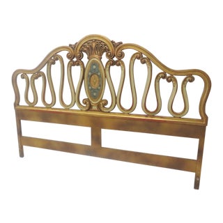 Italian Kingsize Carved Decorated Headboard For Sale