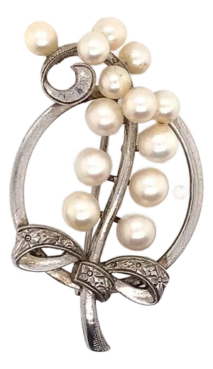 Mikimoto Estate Pin Brooch Sterling Silver 7.47 Gr 5.50 mm