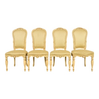 Karges French Regency Louis XVI Cream Lacquered Dining Chairs, Set of Four For Sale