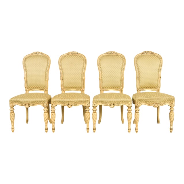 Karges French Regency Louis XVI Cream Lacquered Dining Chairs, Set of Four For Sale