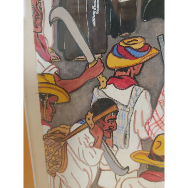 Early 20th Century Vintage Outsider Art Folk Art El Grito Dolores Watercolor Painting, Framed For Sale In New York - Image 6 of 9