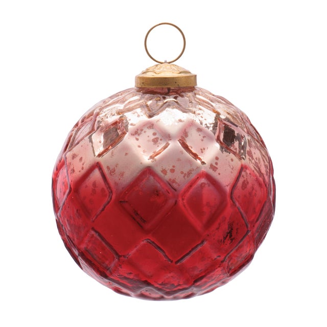 Add a touch of classic holiday sparkle with this Glass Ball Ornament Set. Featuring two 4" ornaments with a reflective...
