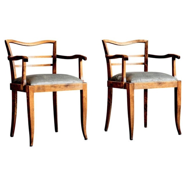 Art Deco French Armchairs with Velvet Seats, France, 1930s, Set of 2 For Sale - Image 13 of 13