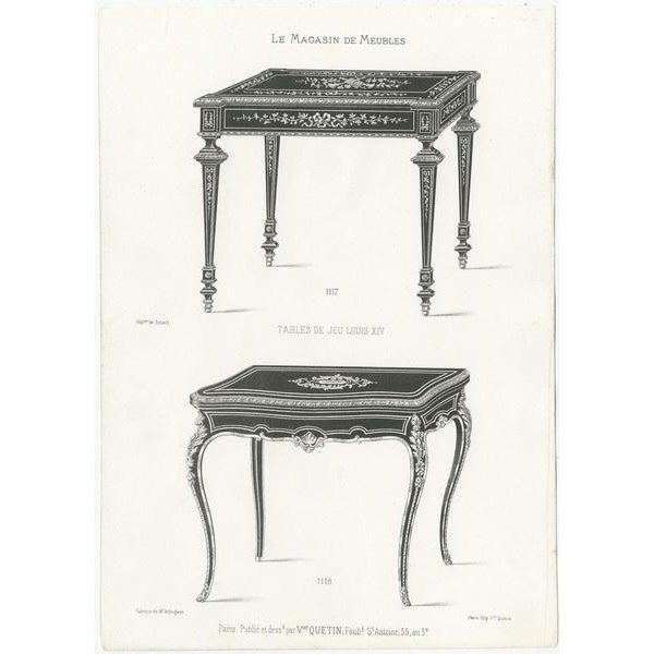Victor Quetion, Game Tables, 1860, Paper, Set of 2 For Sale - Image 3 of 7