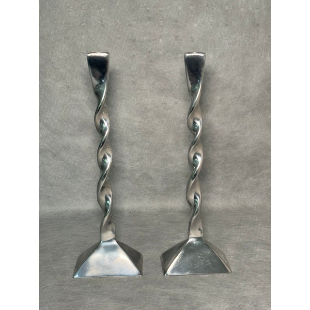 Vintage Chrome Twist Candleholder, Set of 2, in Very Good conditions. Designed 1990 to 1999