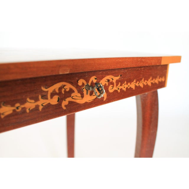 Vintage Italian Marquetry Musical Jewelry Box Side Table For Sale - Image 10 of 12