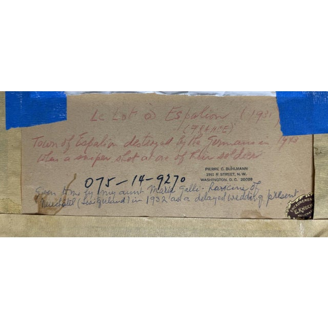 1930s French Watercolor of Sun-Drenched Houses in Period Gilt Frame For Sale - Image 12 of 12