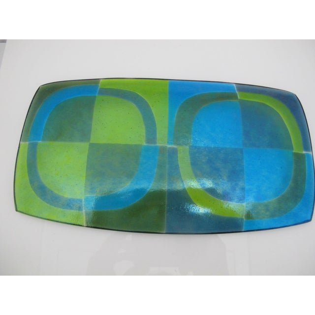Shepardson Studios Geometric Op Art Fused Art Glass Decorative Plate Tray For Sale - Image 10 of 11
