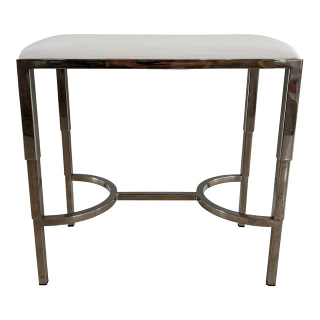Waterworks Easton Stool Nickel Finish White Vinyl Seat For Sale