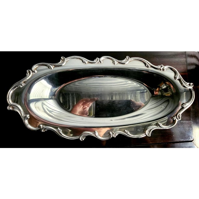 Wilcox Silver Plate Co. Wilcox Vintage Fine Silver Plate "Joanne" Oval Serving Tray For Sale - Image 4 of 13