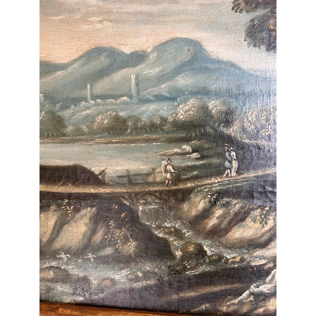 Landscape Capricci with Figures, Veneto, Early 18th Century Oil on Canvas For Sale - Image 4 of 7