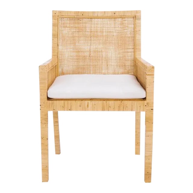 Sarai Accent Chair with Cushion - Natural/White For Sale