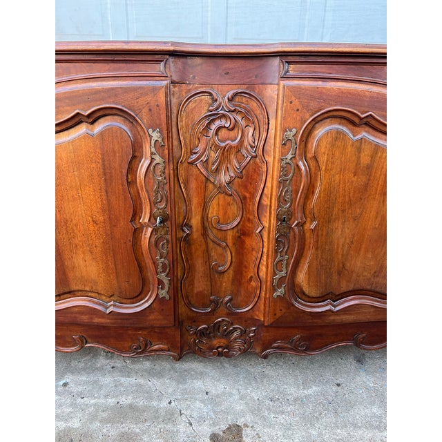 Wood French 19th Century Louis XV Provincial Solid Walnut Two Door Buffet For Sale - Image 7 of 12