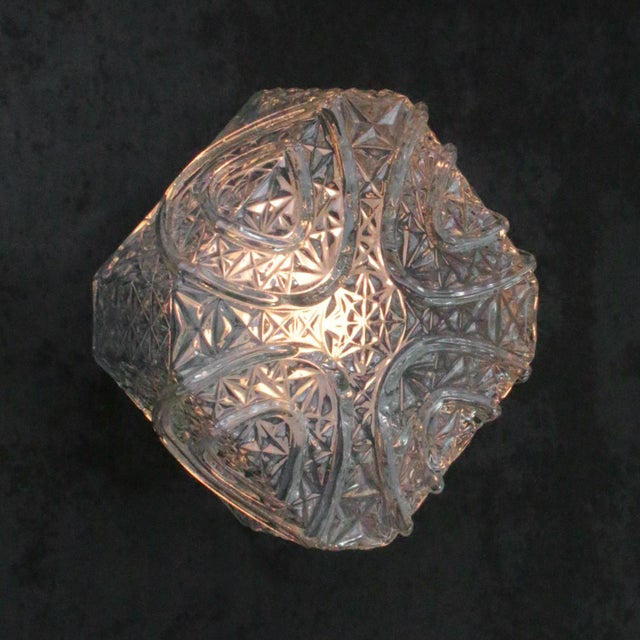 Mid-century wall or ceiling lamp. metal base with clear glass. depending on destination, all our lights are rewired and...