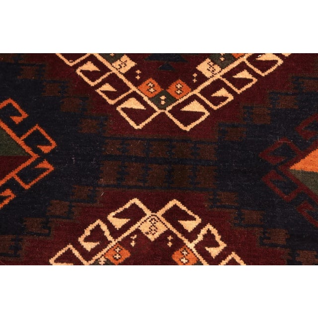 Textile 1980s 1980s Vintage Tribal Kargahi Blue & Rust Hand Knotted Rug For Sale - Image 7 of 9