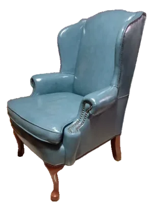 Mid 20th Century Classic Leather Inc. Top Genuine Grain (Custom Design Baby Blue) Leather Chair