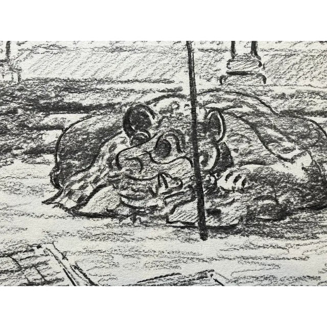Vintage John Van Der Sterren Original Charcoal Drawing of Sayan, Ubud, Bali 20th C. For Sale - Image 9 of 11