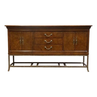 Hickory White Burled Walnut Italian Modern 70" Sideboard Buffet W. Metal Base 41024-41 For Sale