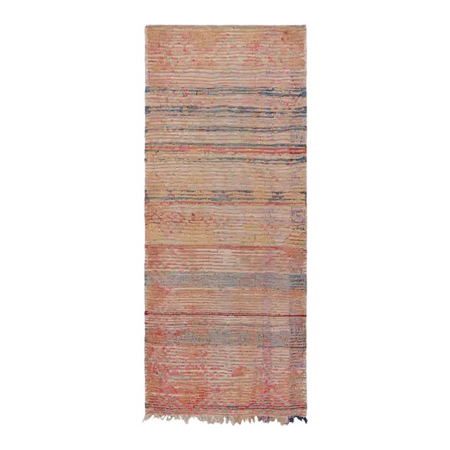 Vintage Moroccan Runner With Polychromatic Geometric Stripes, From Rug & Kilim For Sale