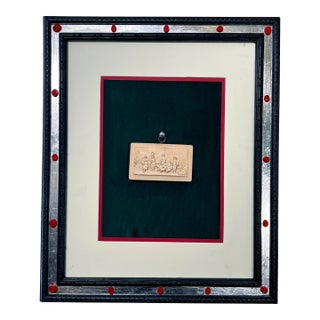 19th Century Dutch Carved Plaque With in Ebony and Silver Gilt Frame With Red Intaglios For Sale