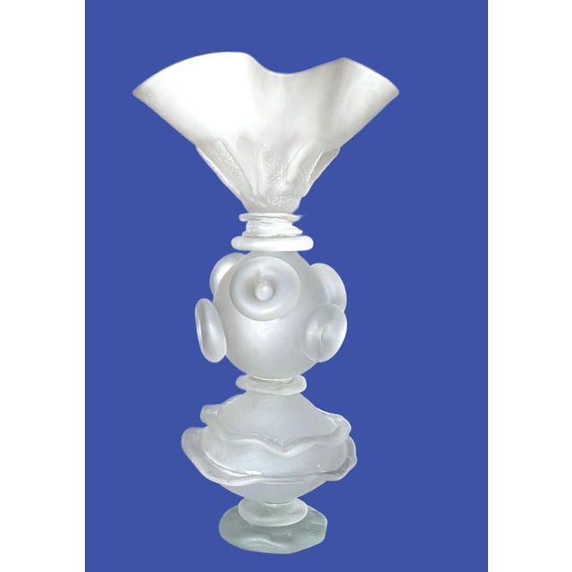 Art Deco Vintage Satin Glass Centerpiece in the Style of Lalique For Sale - Image 3 of 16