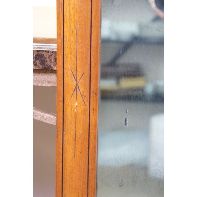 Late 19th Century Antique Victorian Eastlake Walnut Hanging Mirror With Carved Scalloped Pediment For Sale - Image 5 of 12