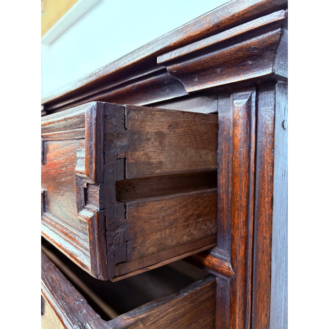Wood Antique Charles II Oak Chest of Drawers, 1600s For Sale - Image 7 of 9