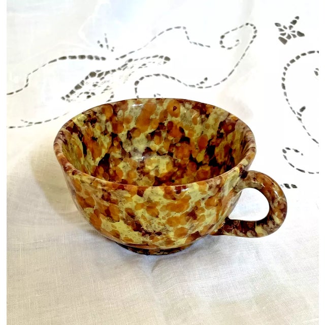 Splatterware (Spode) was made in England for America between 1800-1850, using a technique where glaze was splattered or...