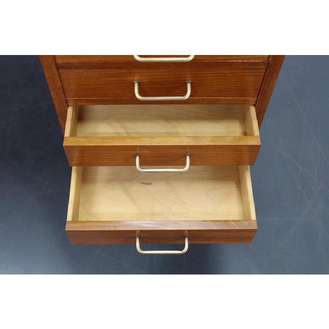 Mid-Century Danish Teak Writing Desk with Brass Details, 1960s For Sale - Image 15 of 18