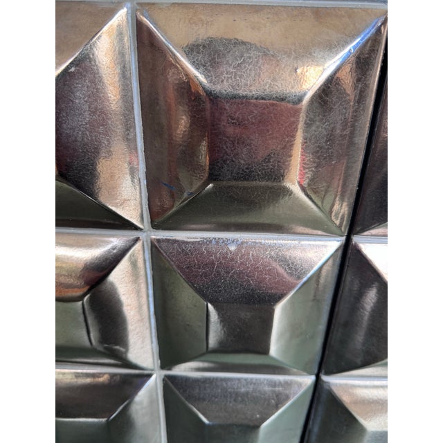 West Elm Limited Edition Hand-Glazed Tile Cabinet, Bronze Geometric Front For Sale - Image 4 of 12
