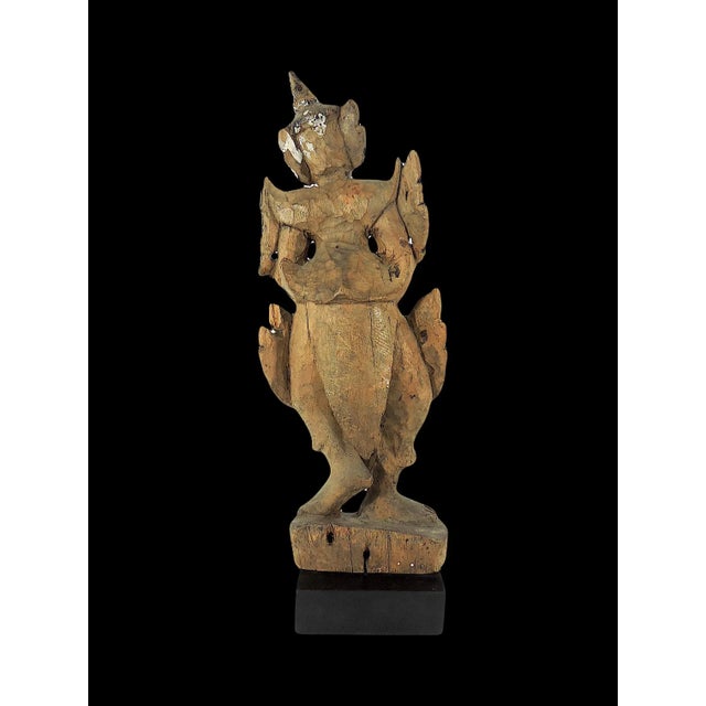 Late 19th Century Antique 'Teppanom' Temple Angel, Wood Statue Figure (Thailand) For Sale In Tampa - Image 6 of 10