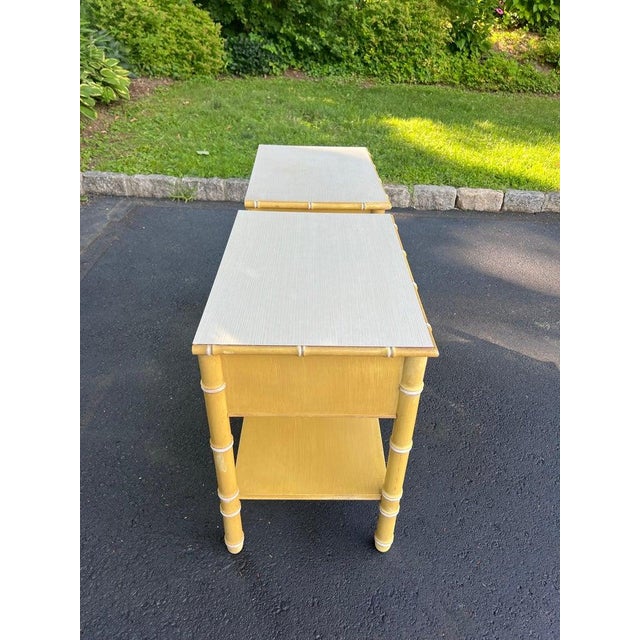 Goldenrod Pair of Faux Bamboo Thomasville Allegro Nightstands or Side Tables For Sale - Image 8 of 18