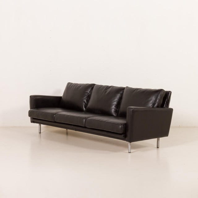 Mid-Century Modern Mid-Century Black Leather Sofa attributed to Herman Miller, 1960s For Sale - Image 3 of 18