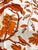 Brooke Cadwallader Rare Cotton Orange, and White Chinoiserie Fabric La Casa De Los Gallos. 2 Yds For Sale - Image 4 of 7