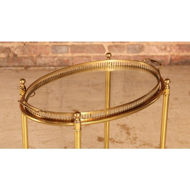 Mid-Century Modern French Brass and Glass Bar Cart, 1950s For Sale - Image 3 of 10