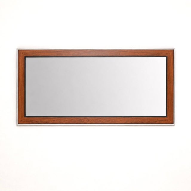 Brown Large Vintage Danish Wall Mirror, 1960s For Sale - Image 8 of 8