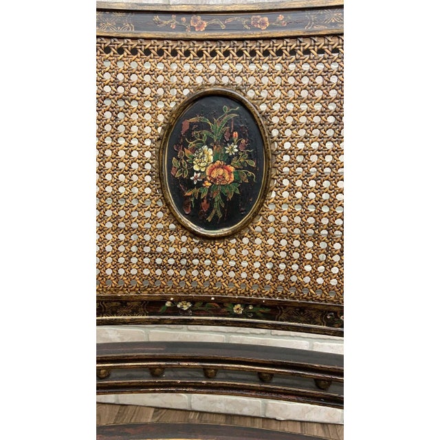 Antique English Regency Hand-Painted Cane-Back Medallion Armchairs - Pair For Sale - Image 11 of 11