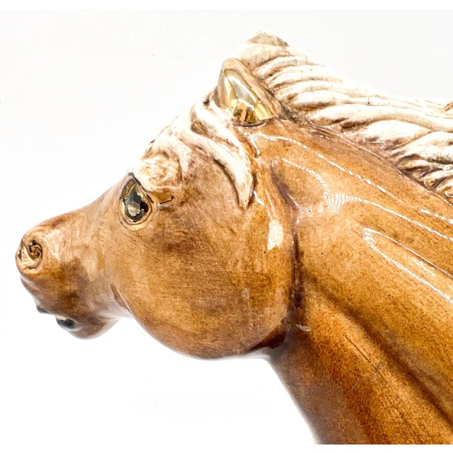 Farmhouse Vintage Western Horse Ceramic Planter With Gold Accents – Western / Farmhouse / Eclectic For Sale - Image 3 of 14