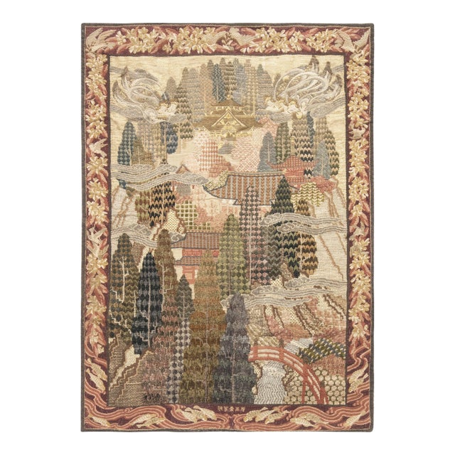 Early 20th Century Metal Thread Abstract Botanic Tapestry For Sale