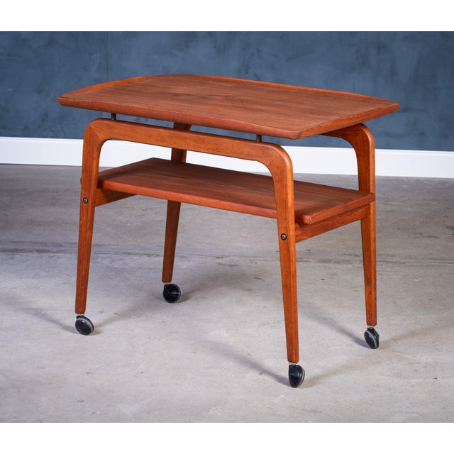 Wood Teak Bar Cart by Arne Hovmand-Olsen for Mogens Kold, 1960s For Sale - Image 7 of 7
