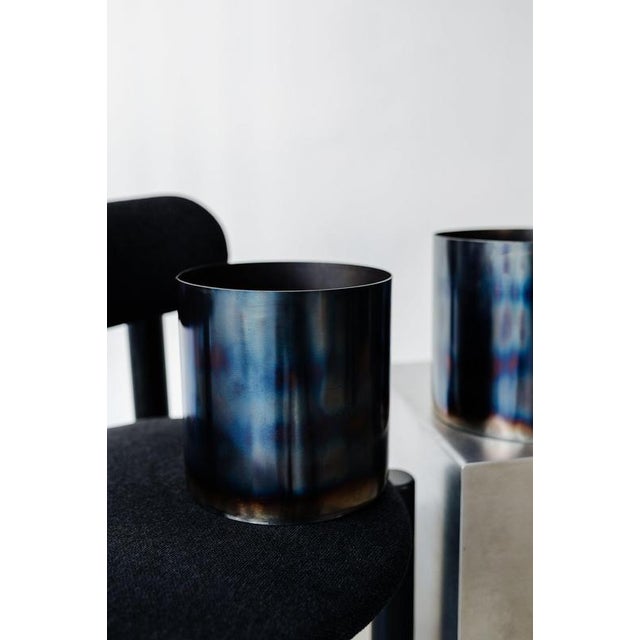 Loto Medium Planter in Burned Steel by Form & Eisen For Sale - Image 4 of 15