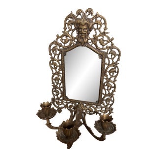 Bradley & Hubbard Cast Iron Figural Bacchus Wine Small Wall Mirror Sconce For Sale