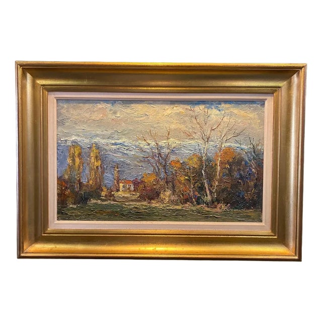 Harry Urban, Impressionist Mountain Range, Oil on Wood, 1950s For Sale