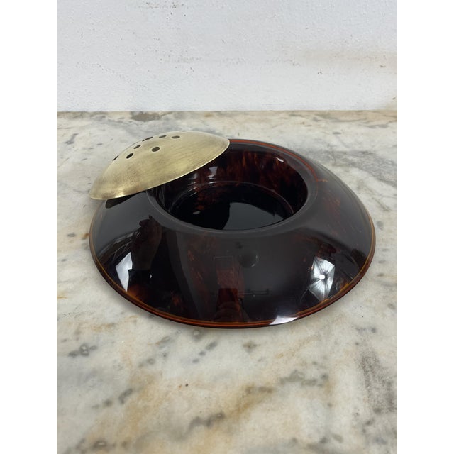 1970s Low Brass and Acrylic Glass Flower Vase from Team Guzzini, 1970s For Sale - Image 5 of 9